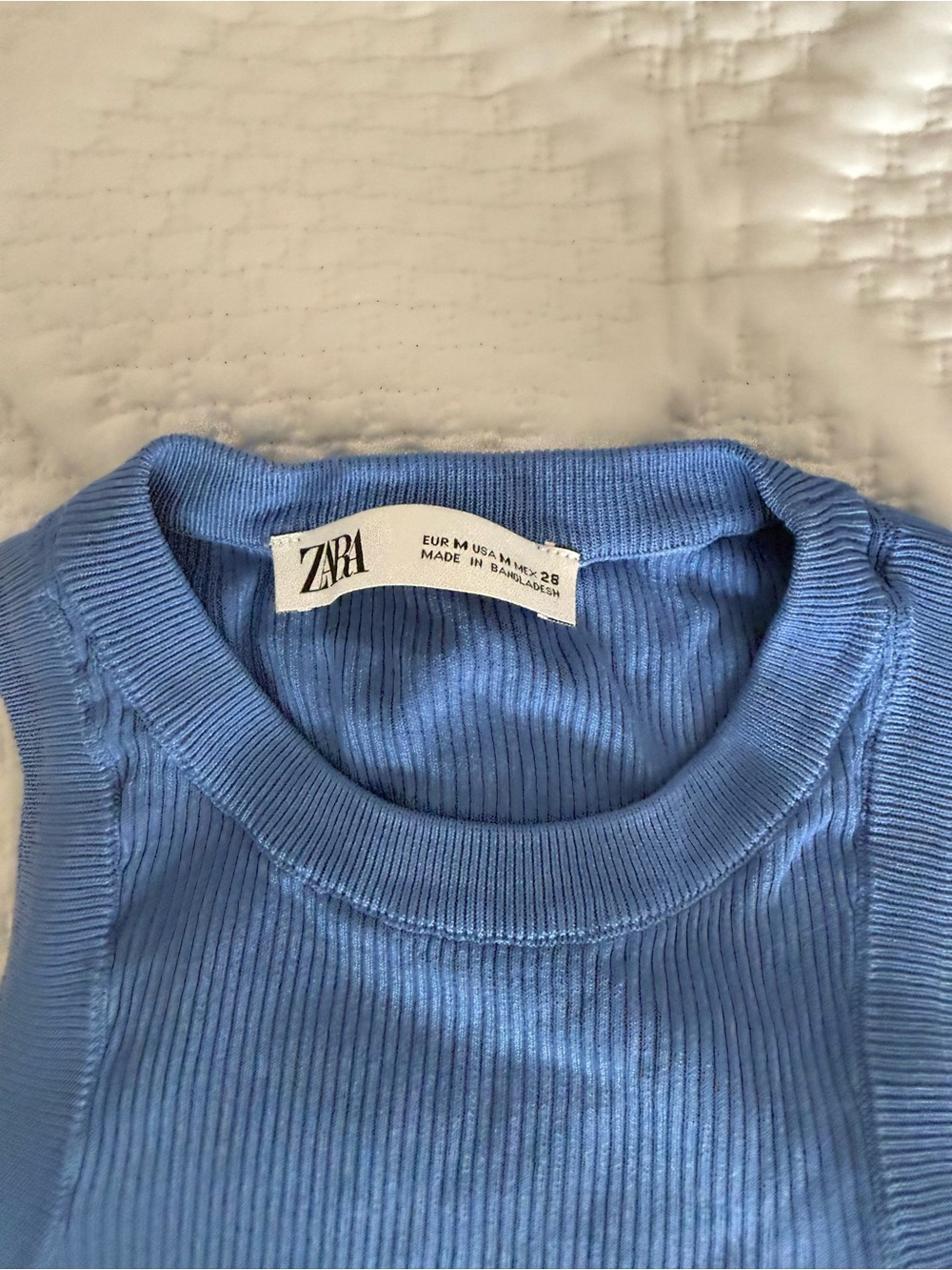 Zara Ribbed Blue Tank Top - Picture 2 of 3